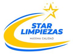 Un logo azul y amarillo para Star Limpiezas.