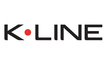 Logo K-LINE : Texte noir avec un point rouge entre le « K » et « LINE »