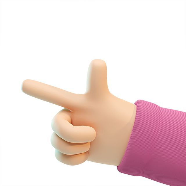 Main en 3D faisant un signe de main : Go