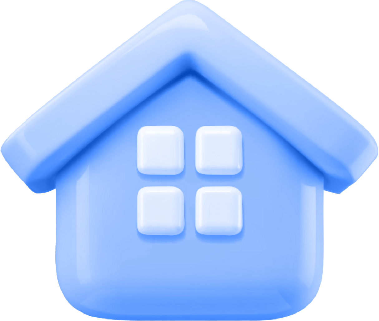 Icône de maison bleue en 3D