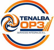 Logotipo de TENALBA OP3 Servicios Integrales S.L. en azul y naranja, con emblema circular
