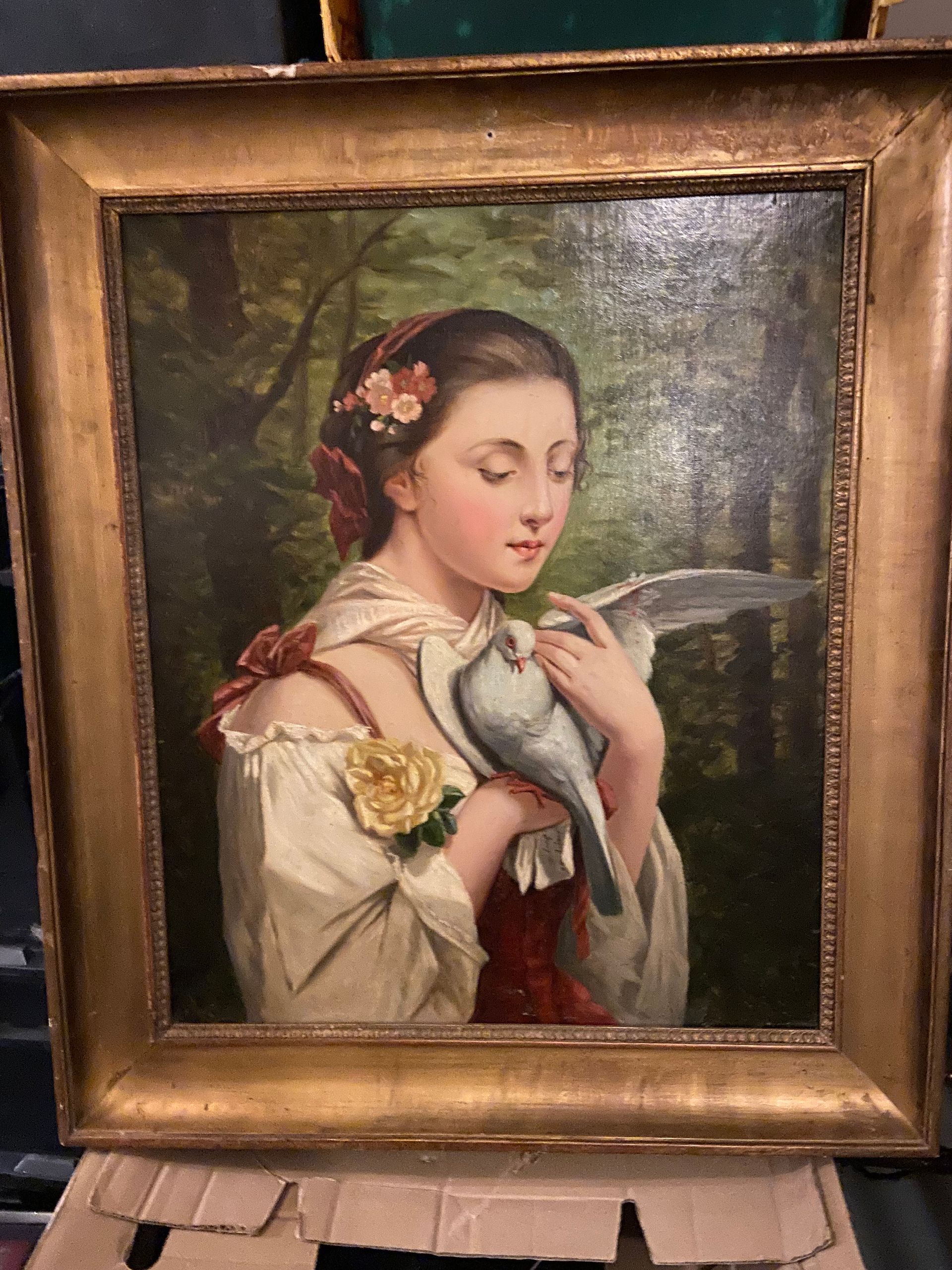 Peinture et cadre ancien en or