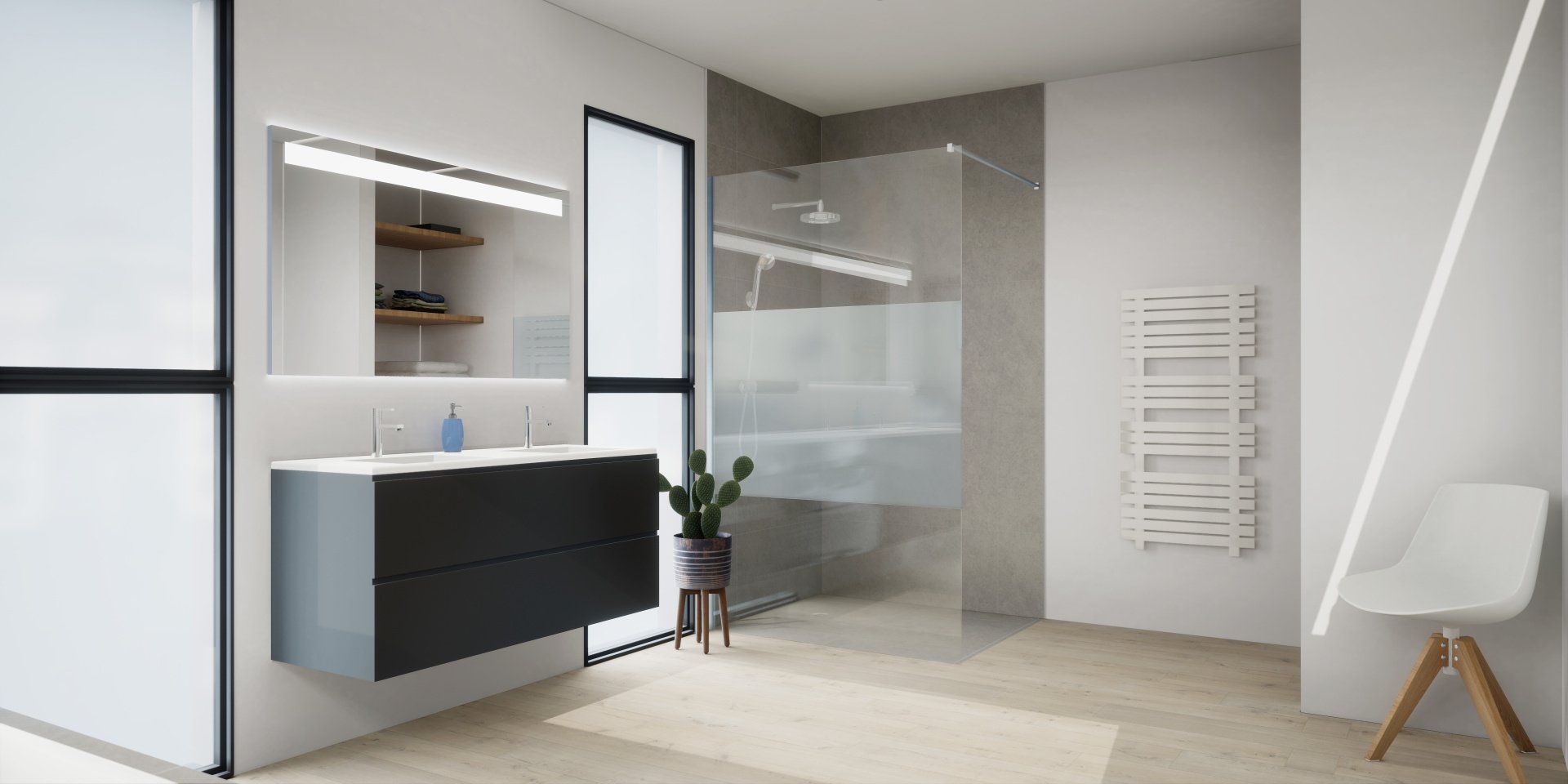 Paroi de douche à l'italienne vitrée