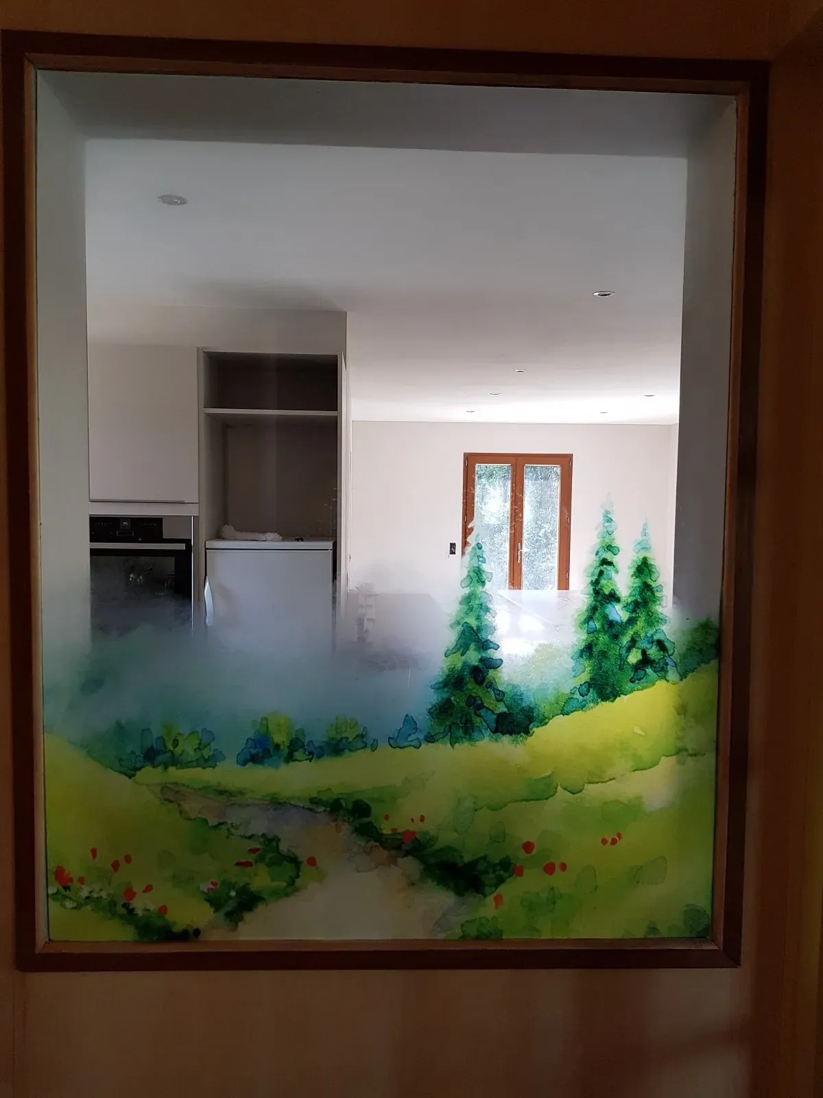 Vitre avec motifs de campagne