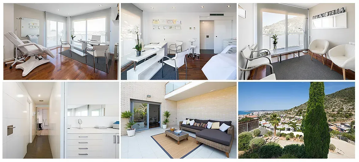 Un collage de fotos de una casa con muchas ventanas.
