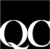 Un logotipo en blanco y negro con las letras q y c sobre un fondo negro.