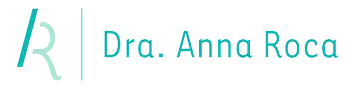 El logotipo de la Dra. Anna Roca es azul y blanco.