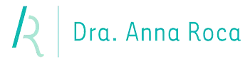 El logotipo de la Dra. Anna Roca es azul y blanco.
