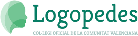 Un logotipo para una empresa llamada logopedes con la silueta de la cabeza de una persona.