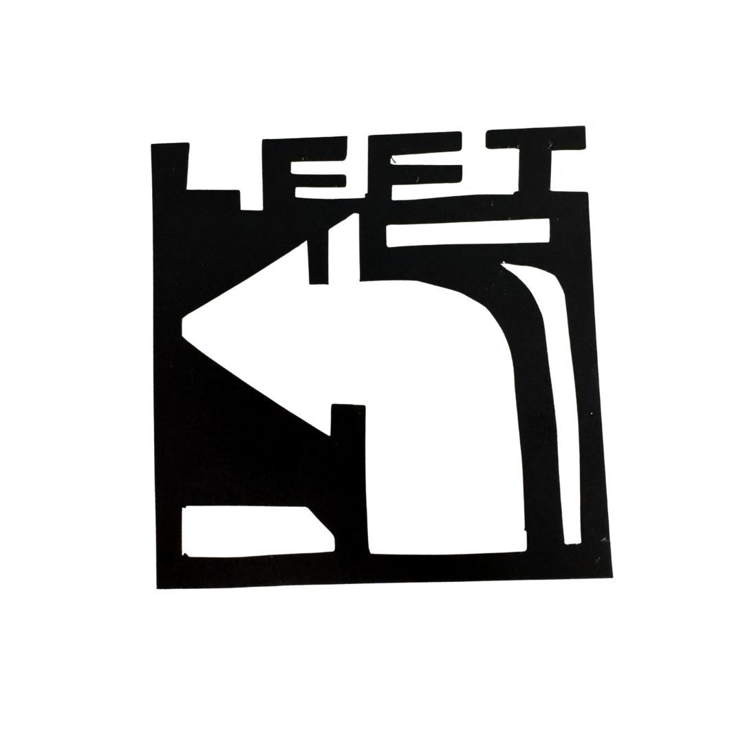 Eine Schwarz-Weiß-Zeichnung eines Linksabbiegerschildes