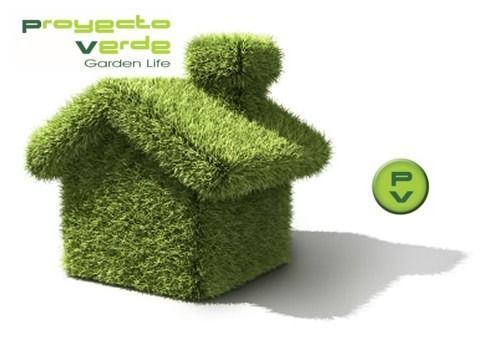 Una casa hecha de pasto con las palabras proyecto verde vida jardin