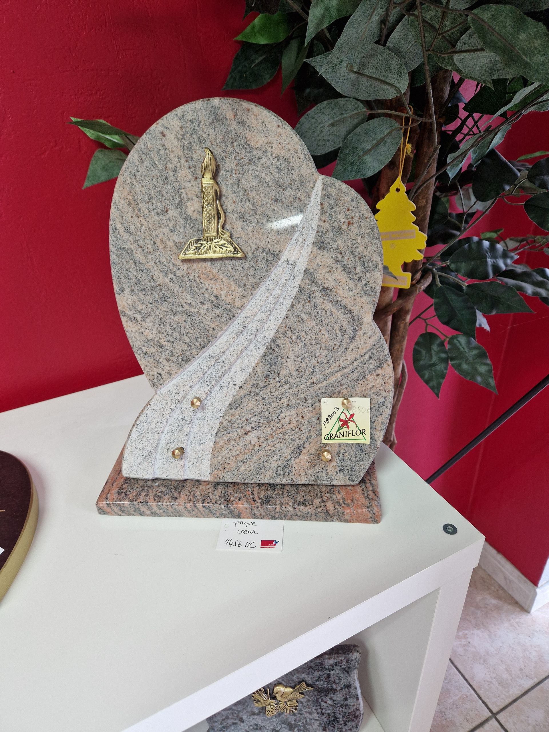 Plaque en marbre gris et beige