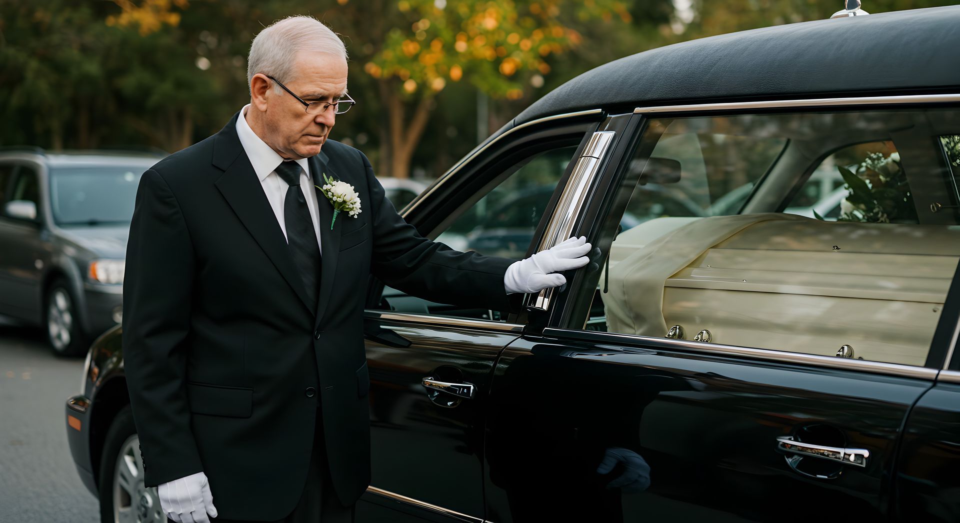 Un home transporte un cercueil dans une voiture
