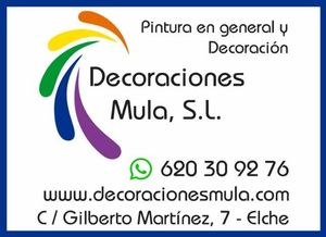 A colorful logo for decoraciones mula s.l.