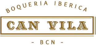 Logotipo de Boqueria Ibérica Can Vila en color marrón y dorado con texto BCN
