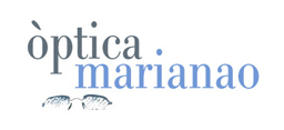 El logotipo de óptica marianao muestra un par de gafas.