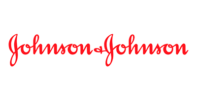 El logotipo de Johnson & Johnson es rojo sobre un fondo blanco.