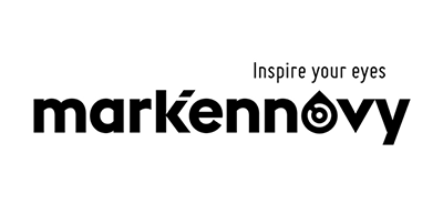 El logotipo de Markennovy es en blanco y negro y dice 