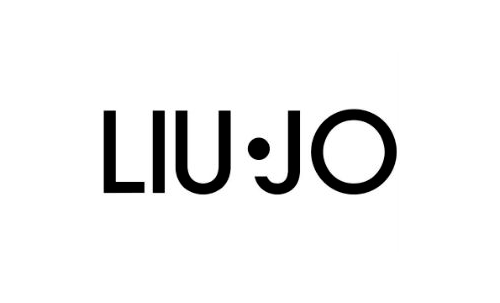 Un logotipo en blanco y negro para Liu Jo sobre un fondo blanco.