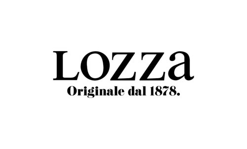 Un logotipo en blanco y negro para Lozza está sobre un fondo blanco.