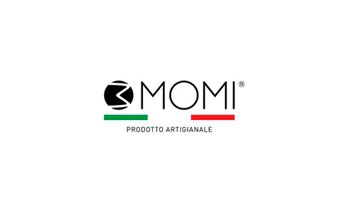 Un logotipo para una empresa llamada momi sobre un fondo blanco.