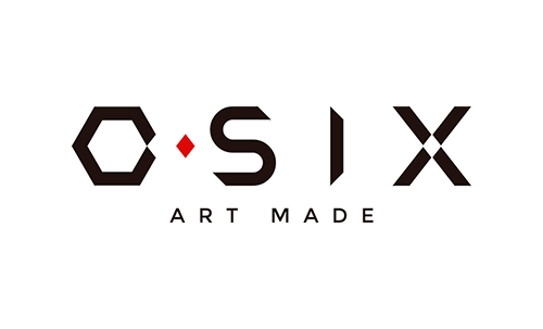 Un logotipo en blanco y negro para seis artes realizado sobre un fondo blanco.