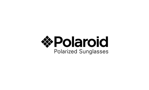 El logotipo de las gafas de sol polarizadas Polaroid está sobre un fondo blanco.