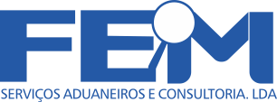 Blue logo with the letters FEM and a white circle, with the words 