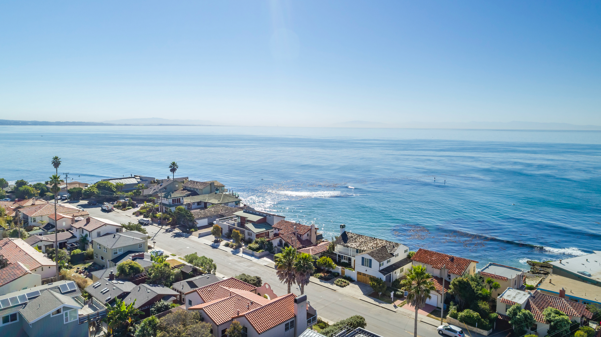 An aerial view of Pleasure Point, California 