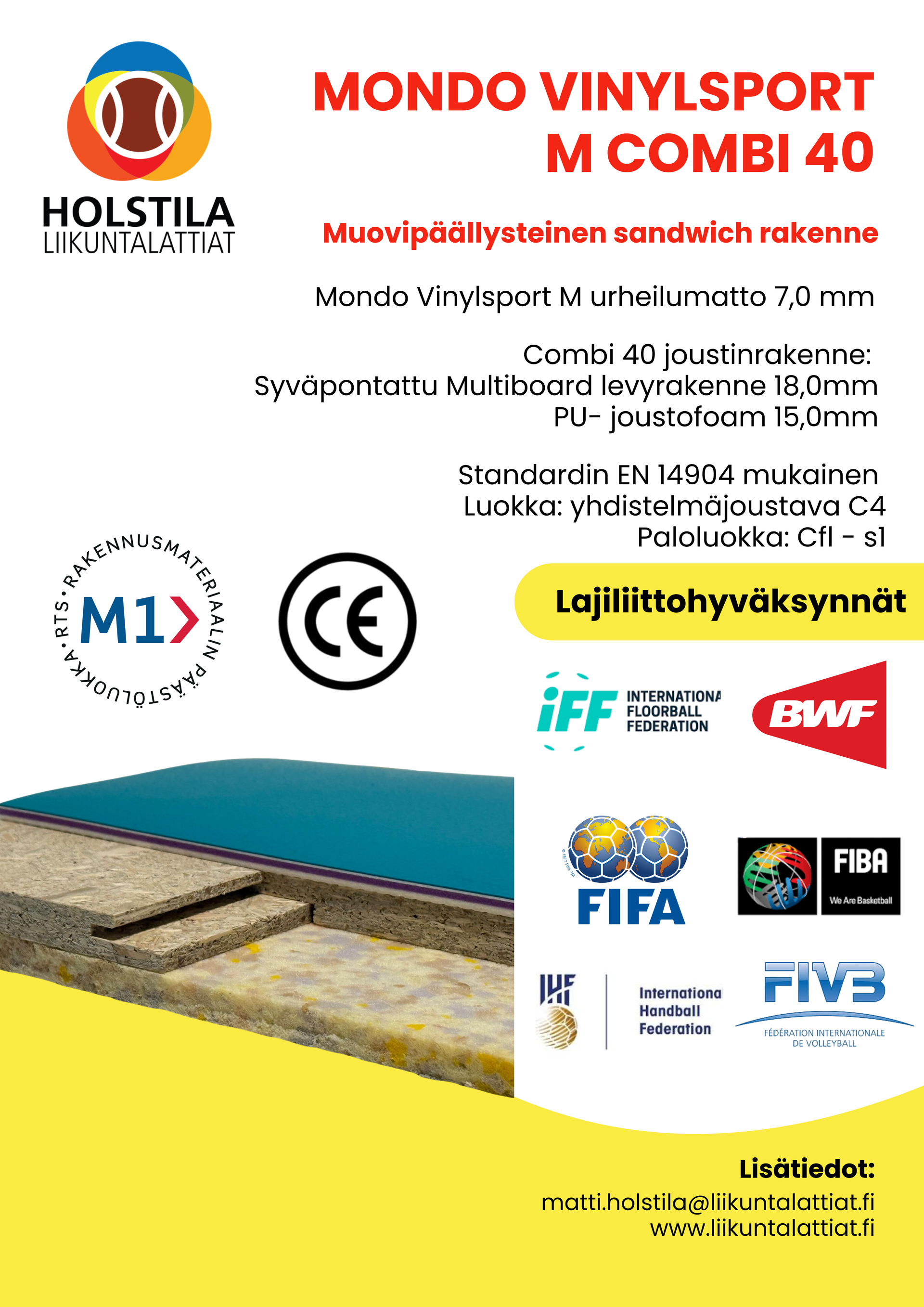 Tyylikäs ja moderni Mondo VinylSport M - lattia on monikäyttöinen ja helppohoitoinen