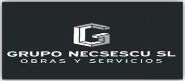 A logo for grupo necescu sl obras y servicios