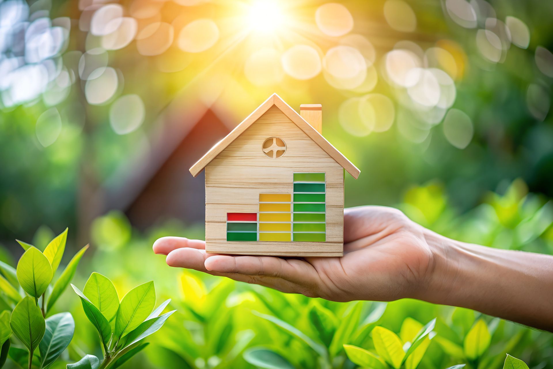 Maison en bois dans une main