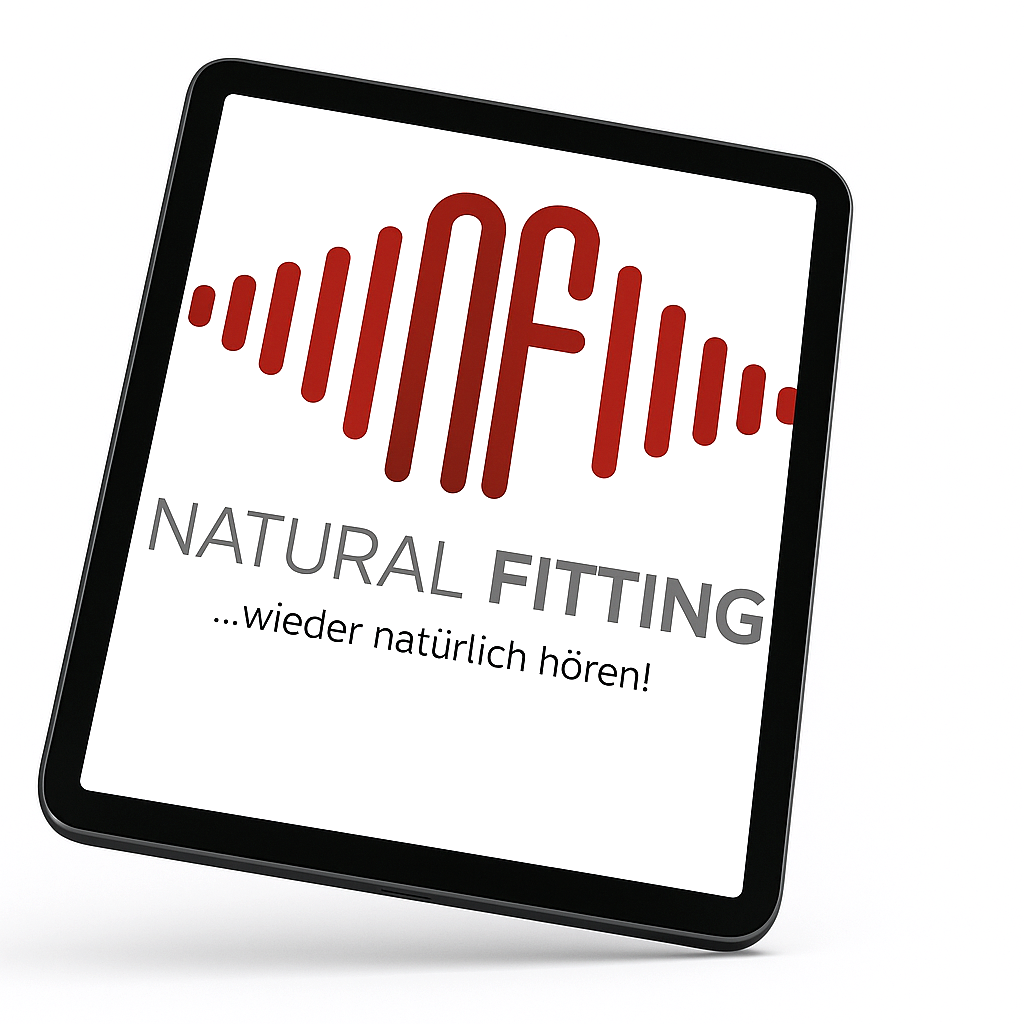 Ein Tablet mit dem Natural Fitting-Logo darauf.