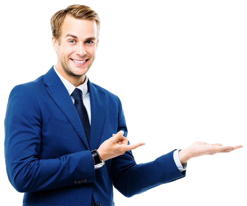 Homme qui montre quelque chose