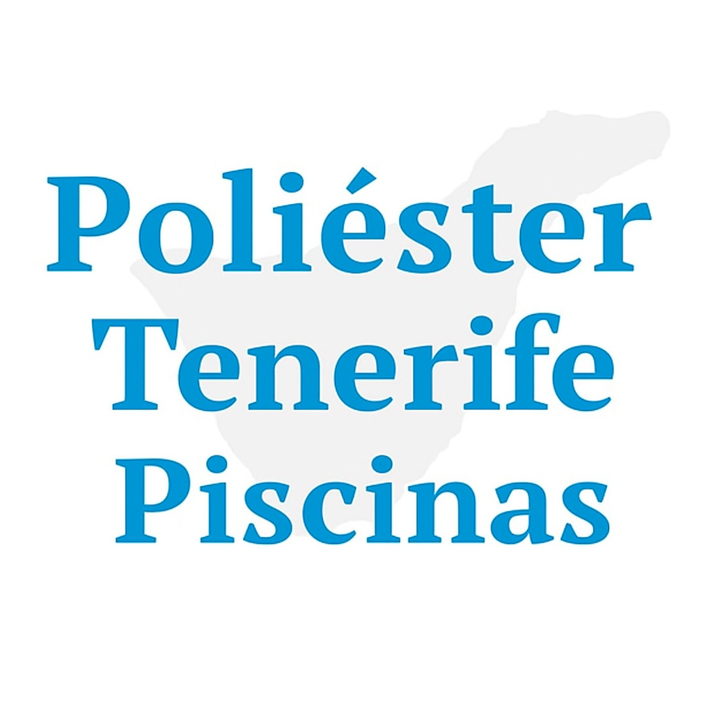 Un logotipo para Piscinas Tenerife con un mapa de fondo.
