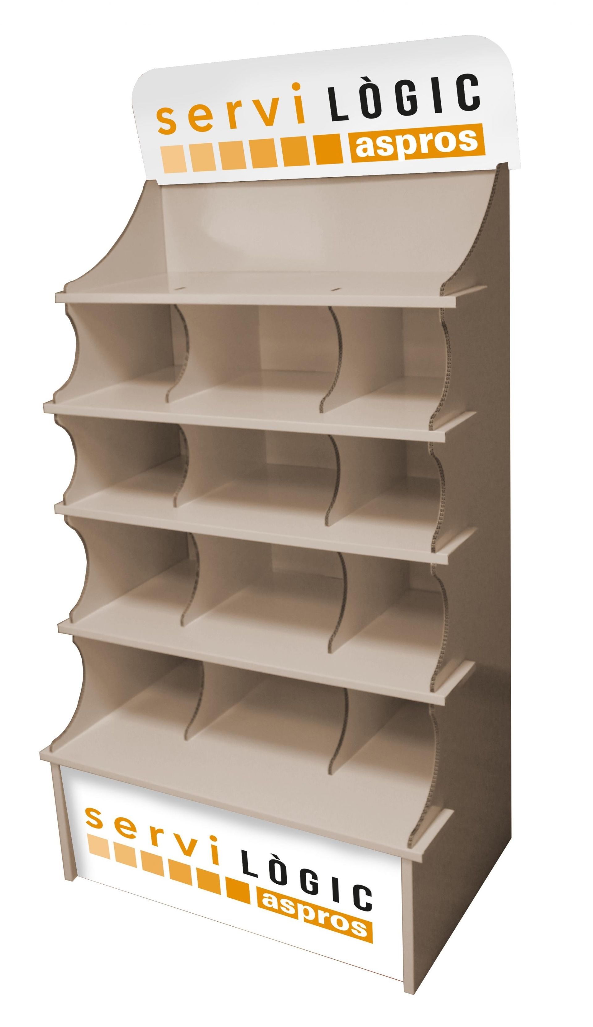 Un expositor de cartón para Servi Logic ASPROS.