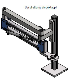 A drawing of a machine that says darstellung eingeklappt