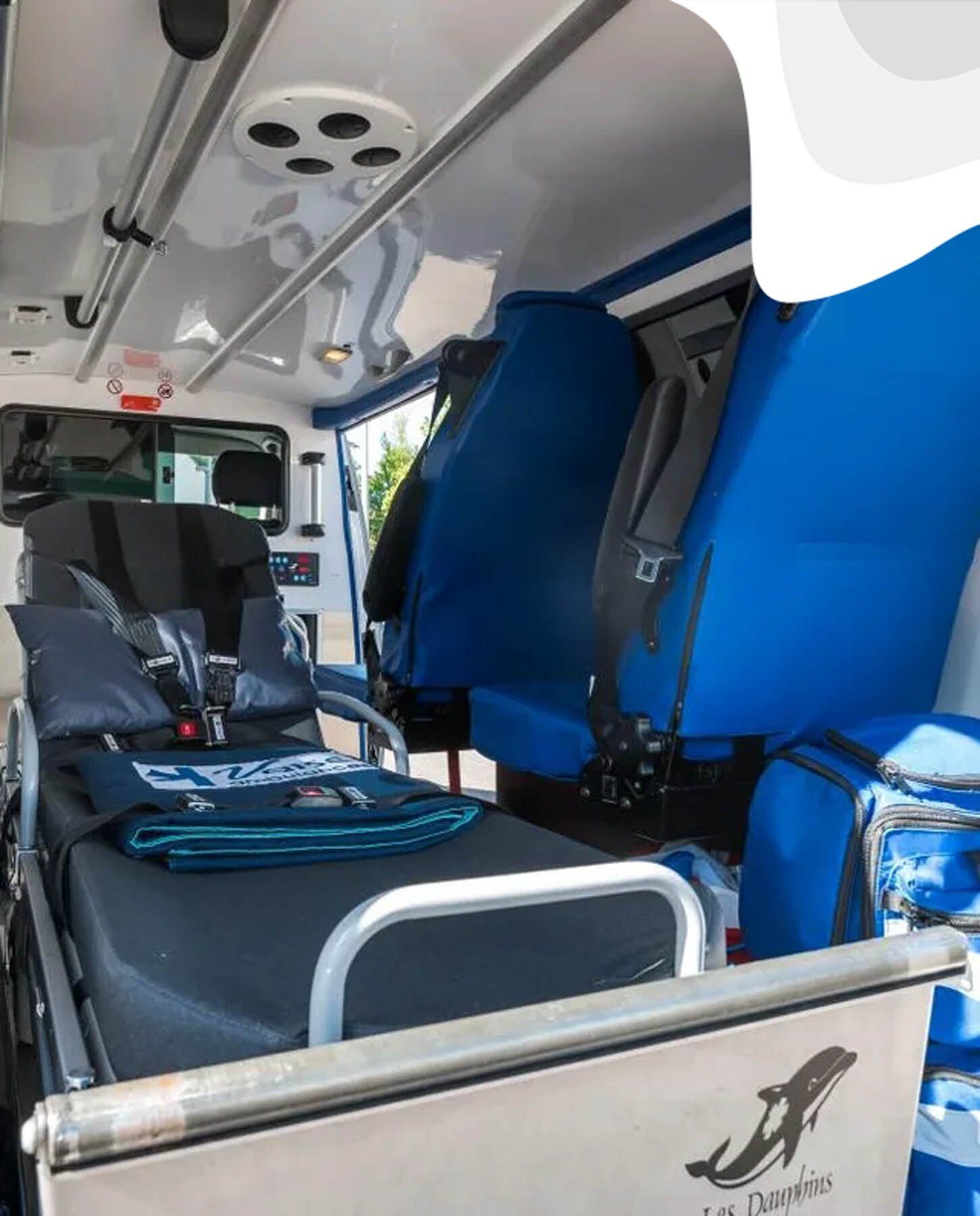 Intérieur de l'ambulance de l'entreprise Vaise Ambulances