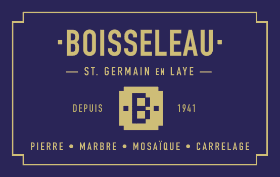 Logo Boisseleau Logo Boisseleau : carré pixelisé doré avec « B » bleu marine, un texte bleu marine « Boisseleau » et des types de tuiles.