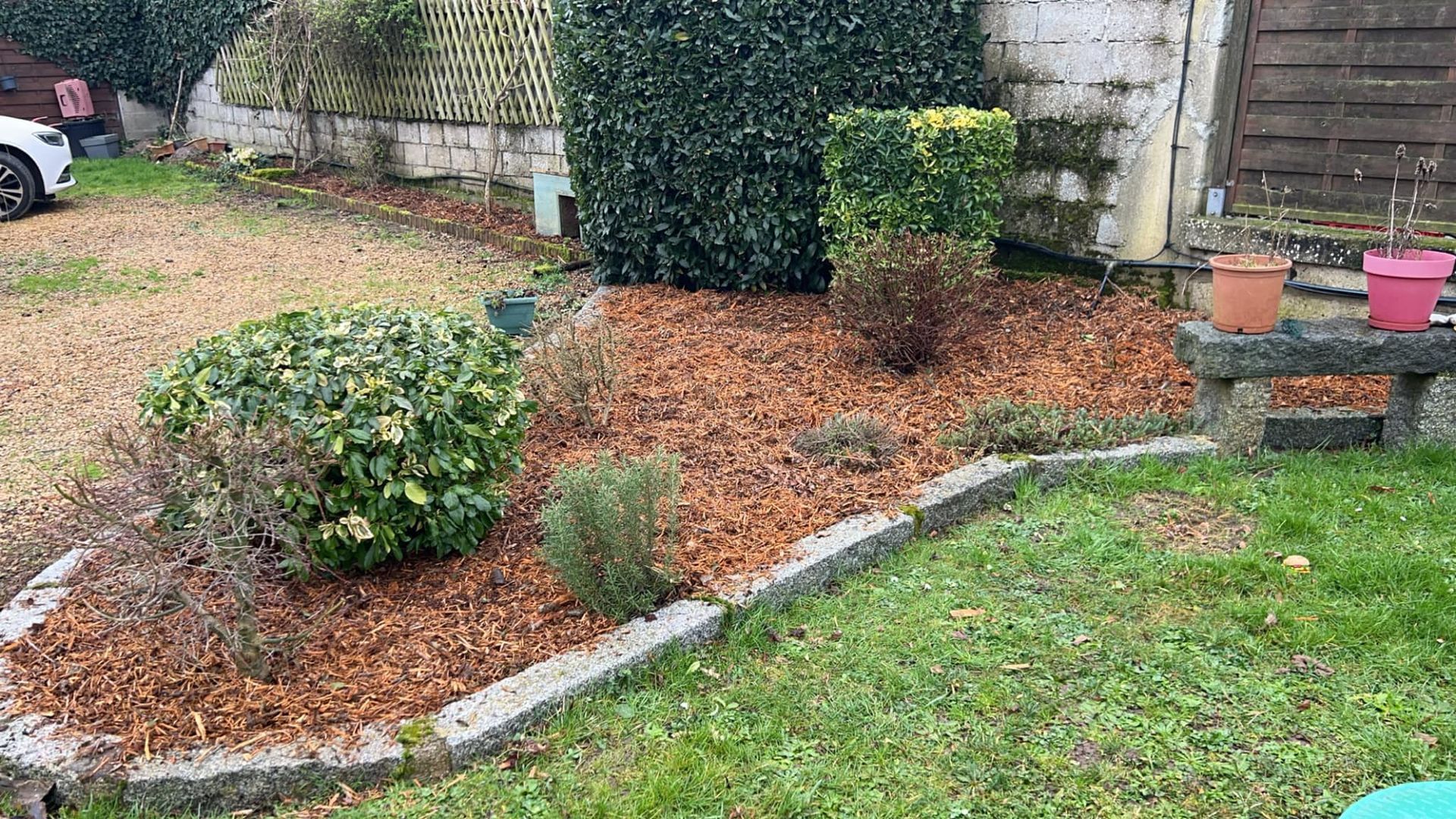 Taille d'arbustes dans un aménagement paysager