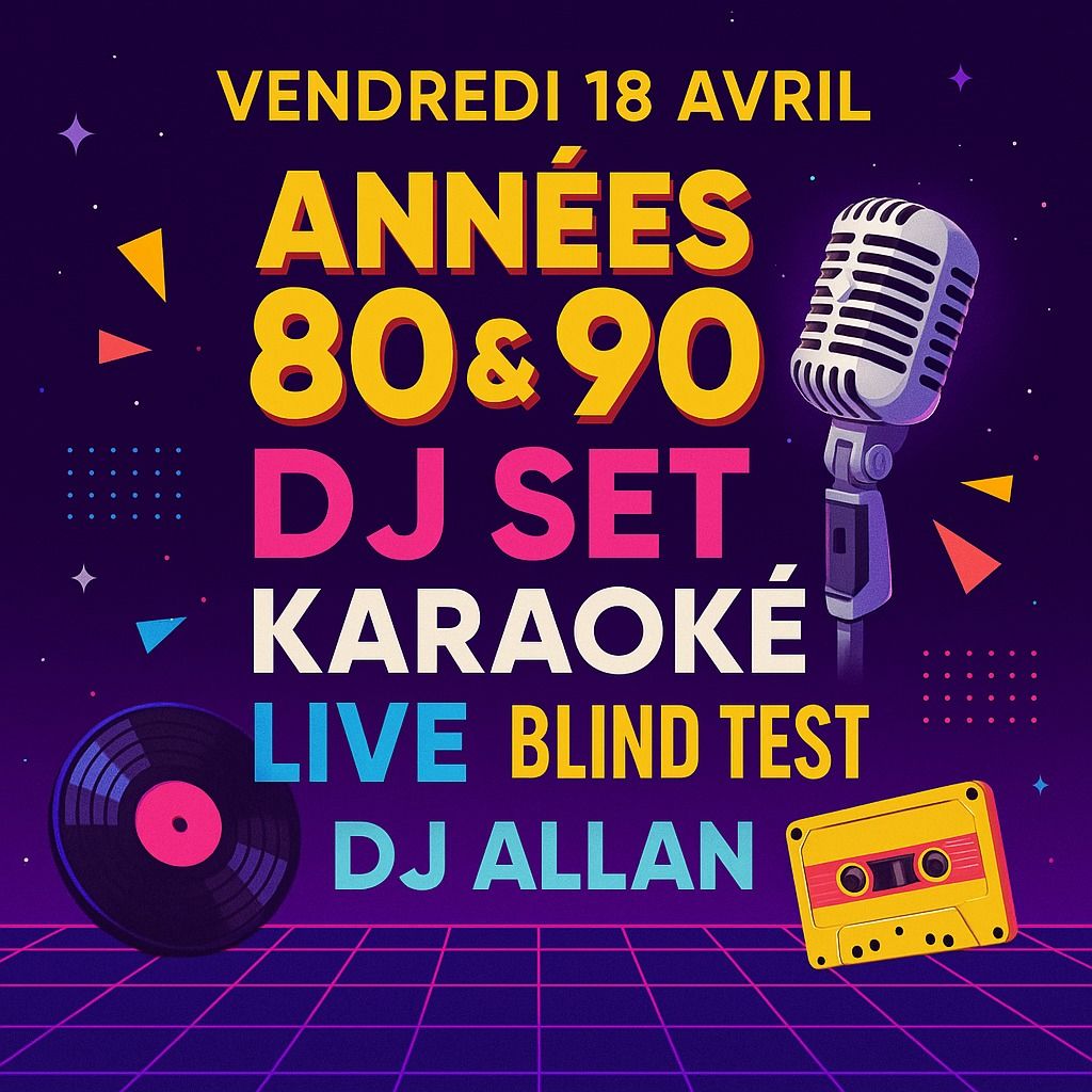 Affiche pour une soirée années 80/90.