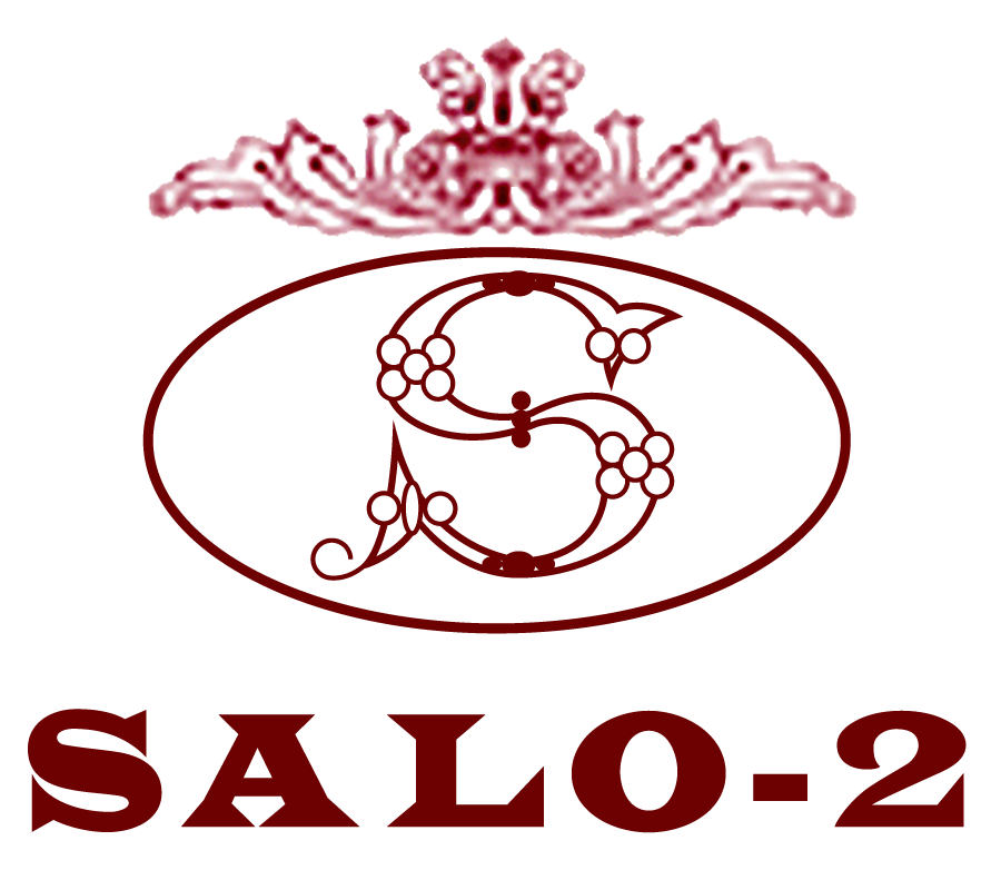 Logotipo SALO-2 color granate con un escudo floral ornamentado y una S estilizada dentro de un &oacute;valo.
