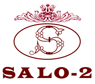 Logotipo SALO-2 color granate con un escudo floral ornamentado y una S estilizada dentro de un &oacute;valo.