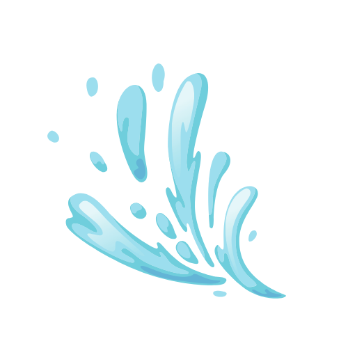 Una ilustración de dibujos animados de un chorrito de agua sobre un fondo blanco.