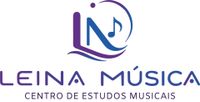 Logo de Leina M&uacute;sica, con notas musicales en morado y azul y el texto &ldquo;Centro de Estudos Musicais&rdquo;.