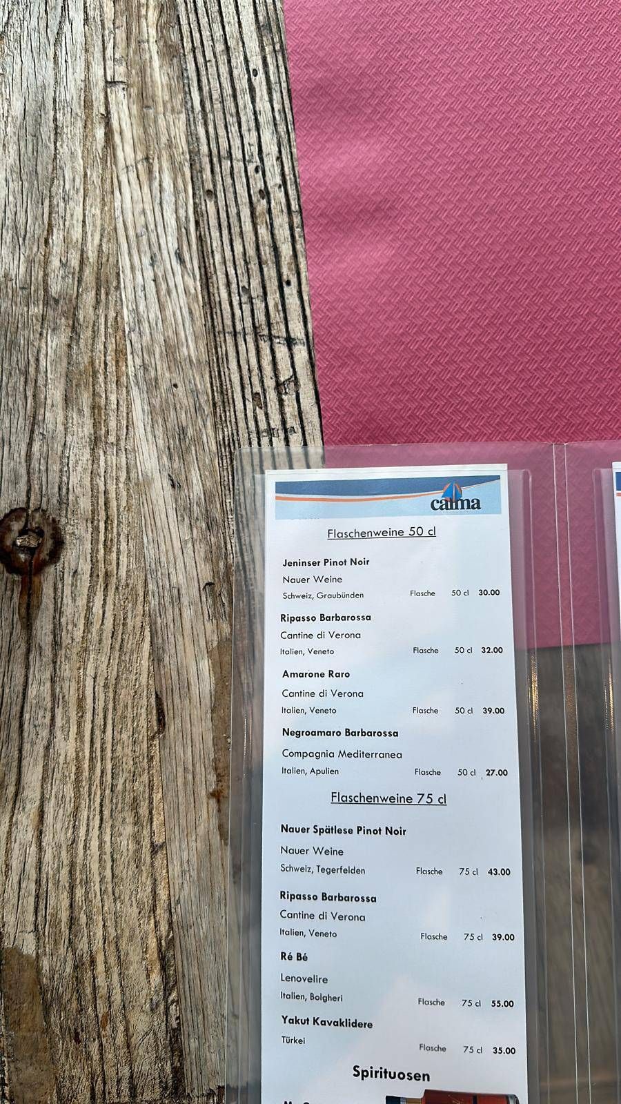 Eine handgeschriebene Checkliste auf einem Klemmbrett neben verwittertem Holz und einer rosa strukturierten Oberfläche.