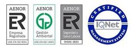Un grupo de logotipos que dicen aenor y iqnet