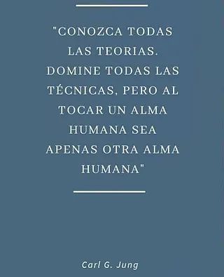 Una cita de Carl G. Jung está sobre un fondo azul.