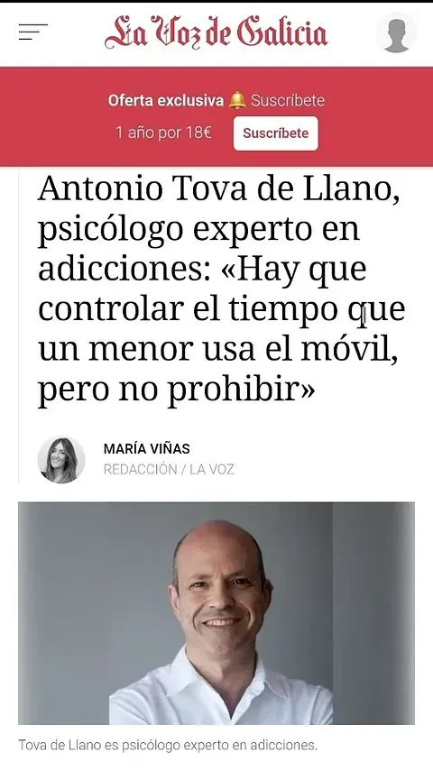 Antonio Tova de Llano es psicólogo experto en adicciones.