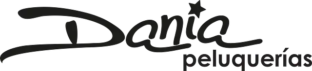 Un logotipo en blanco y negro para una peluquería llamada Dania Peluquería.
